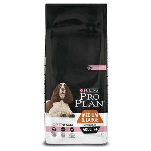 Purina Pro Plan Dog Medium & Large Adult 7+ Sensitive Skin Avec Optiderma - 14 Kg - Croquettes Pour Chien Sénior