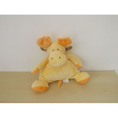Doudou Peluche Cerf Élan  Jaune Orange 
