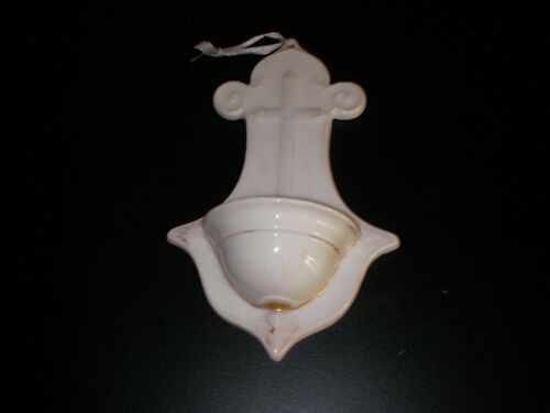 Superbe Bénitier Xix° En Faïence