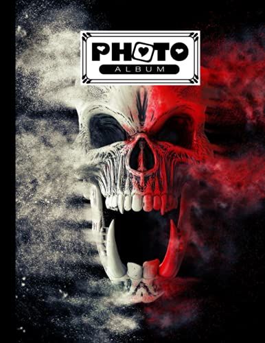 Photo Album: Album, Large Photo Albums With Writing Space Memo, Extra Large Capacity Picture Album, Family, Baby, Wedding, Travel Photo Book, 120 Pages | Demon Skull Cover By Konstanze Schilling