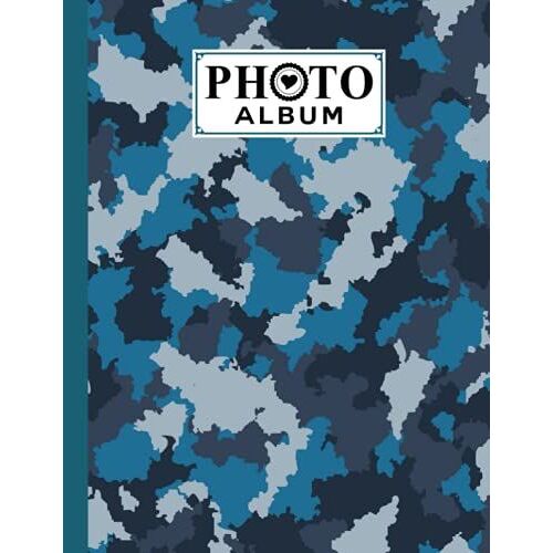 Photo Album: Album, Large Photo Albums With Writing Space Memo, Extra Large Capacity Picture Album, Family, Baby, Wedding, Travel Photo Book, 120 Pages | Camouflage Blue Cover By Milan Jordan