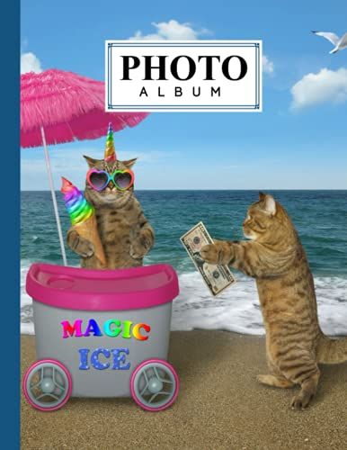 Photo Album: Album, Large Photo Albums With Writing Space Memo, Extra Large Capacity Picture Album, Family, Baby, Wedding, Travel Photo Book, 120 Pages | Cat Cover By Stephan Unger