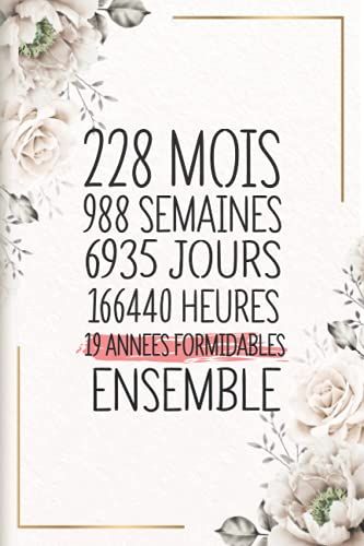 19 Années Formidables Ensemble: Cadeau D'anniversaire Aprés 19 Années De Mariage Pour Les Couples, Carnet Ligné, 100 Pages, 6 Po X 9 Po (15,2 X 22,9 Cm)