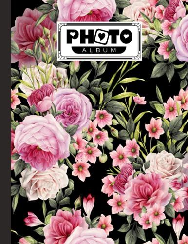 Photo Album: Album, Large Photo Albums With Writing Space Memo, Extra Large Capacity Picture Album, Family, Baby, Wedding, Travel Photo Book, 120 Pages | Roses Watercolor Cover By Robin Herrmann