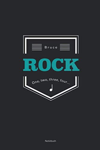 Bruce Rock One, Two, Three, Four...: Tolles Liniertes Notizbuch Mit Boss-Textmotiv Auf Schwarzem Cover, Metallic-Style, 120 Linierte Seiten, Um Ideen Und Gedanken Festzuhalten, Ca. Din A5.