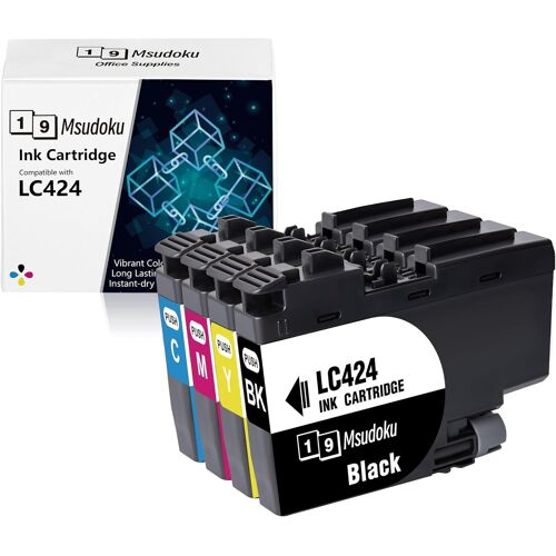 LC424 Cartouches d'encre Compatible pour LC-424 Multipack Cartouche LC424VAL LC 424 Cartouche pour DCP-J1200W DCP-J1200WE (Noir/Cyan/Magenta/Jaune,4 Pack)