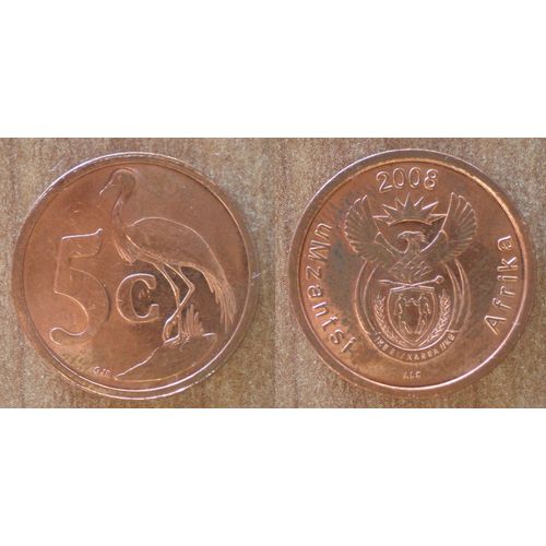 Afrique Du Sud 5 Cents 2008 South Africa Piece Oiseau Embleme 