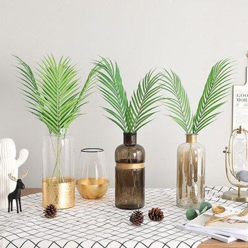 Plantes Artificielles De Grande Taille 58cm, Fausses Feuilles De Tige De Palmier, Feuille En Plastique Verte Pour Mariage, Décoration De Table Diy 1 Pièce