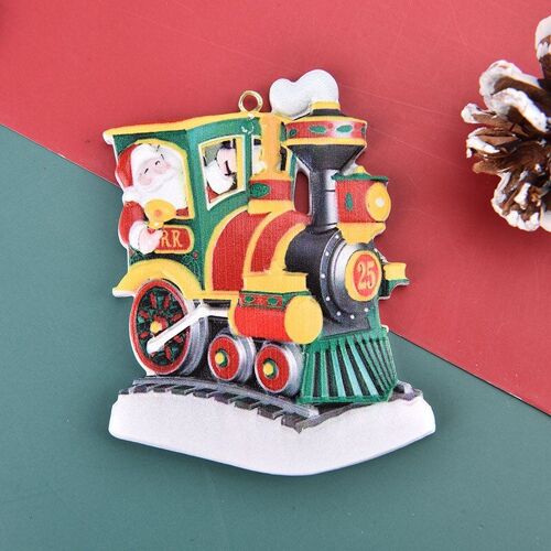 Pendentif Décoratif D'arbre De Noël En Résine, Artisanat, Ornement Suspendu, Train Du Père Noël