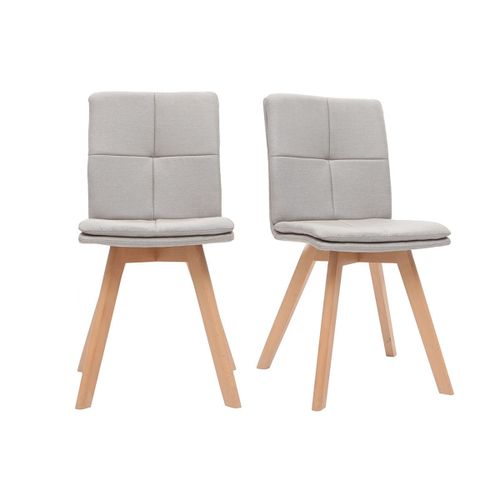 Chaises Scandinaves Tissu Naturel Et Bois Clair (Lot De 2) Thea