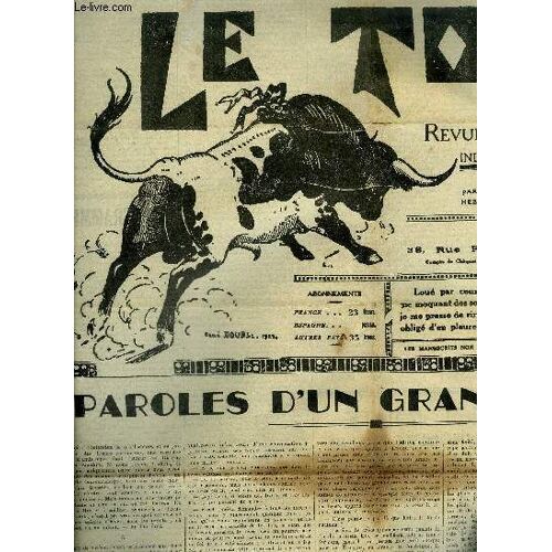 Le Toril Revue Tauromachique N°542 2 Octobre 1937 -  Paroles D'un Grand Torero - Dans Les Clubs Les Amis Du Toril - Toros En France - Toros En Amérique - L'actualité Tauromachique Etc.
