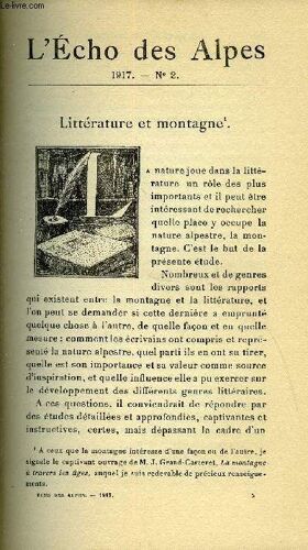 L'echo Des Alpes - Publication Des Sections Romandes Du Club Alpin Suisse N°2 - Litterature Et Montagne Par Egmond D'arcis, Le Danger Des Avalanches Pour Les Touristes, Correspondance, Avis ...