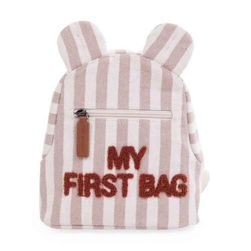 Sac À Dos Rayé My First Bag Nude/Terracotta - Rose