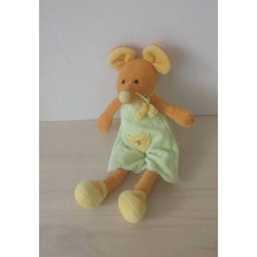 Doudou Souris Orange Habit Vert Maxita