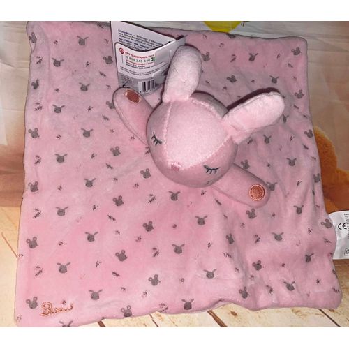 Doudou Lapin Rose Mots D'enfants Peluche Jouet Plat Peluche