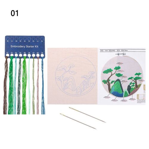 Kit De Fil À Aiguilles Fait À La Main, Accessoires De Couture, Point De Croix, Kit De Broderie Florale, Cerceau À Aiguilles