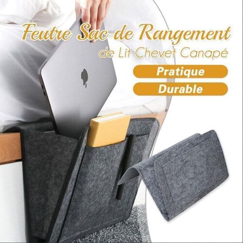 Sac De Rangement De Chevet En Feutre, Sac De Chevet Antidérapant, Pochette Latérale Suspendue Pour Canapé
