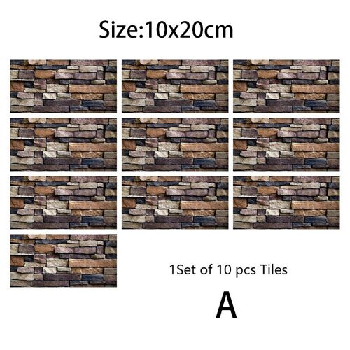 Autocollants Muraux 3d 10x20cm, 10 Pièces, Carreaux Auto-Adhésifs, Brique, Décor De Salle, Papier Peint 3d, Décor Mural Pour Salon, Diy Bricolage