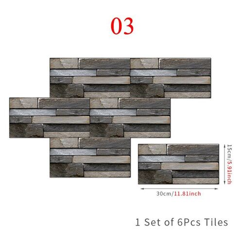 Papier Peint Auto-Adhésif Motif Brique Pour Mur Tv, 6 Pièces/Ensemble, Autocollant Mural Étanche, Vintage, Salon, Chambre À Coucher, Mode Rétro