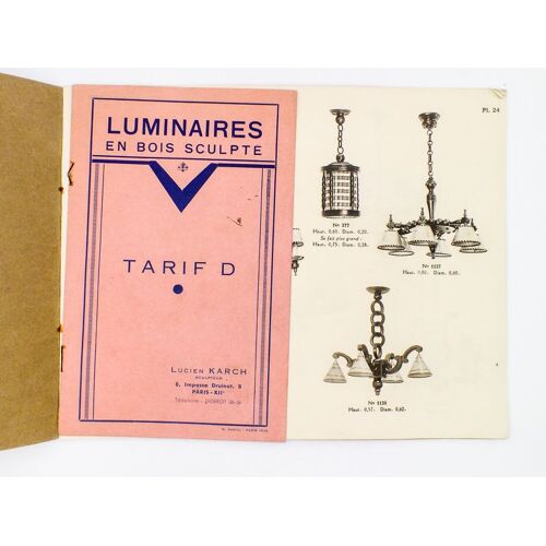 Luminaires En Bois Sculpté K. L. ( Karch, Lucien ) : Supplément Catalogue 1933 + Tarif D