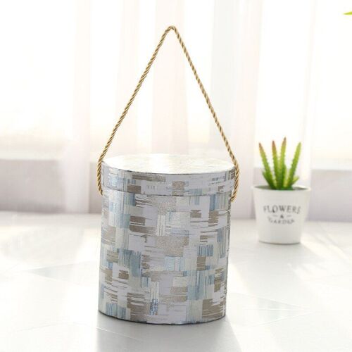 Boîte D'emballage De Fleurs Imprimées En Marbre, Boîtes À Bonbons Rondes, Bouquet À Main, Cadeau De La Saint-Valentin, Fourre-Tout En Papier, 1 Pièce