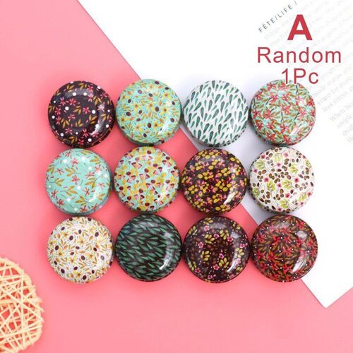 Boîte à bonbons en étain à imprimé de dessin animé, 1 pièce, boîte de rangement ronde et multifonction pour cadeau, bijoux, thé