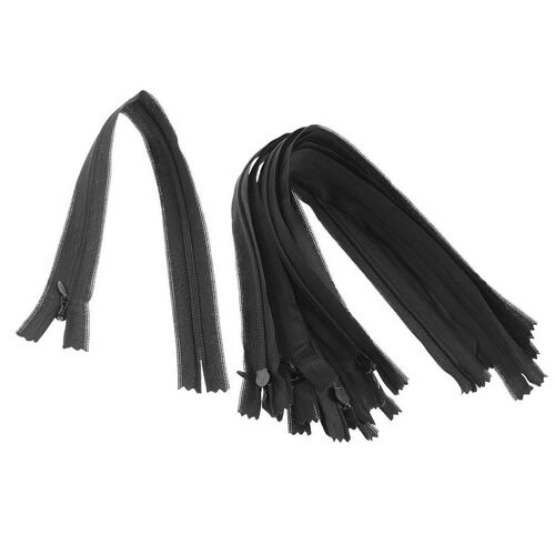 10 Pièces Noir 35cm 14 Pouces Nylon Invisible Dissimulé Fermeture Éclair Fermetures À Glissière Extrémité Ouverte Fermeture À Glissière Vêtements Longue Manteau Doudoune, Bricolage Couture