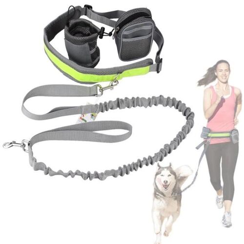 Weiqiao® Kit De Laisse De Chien Courir Idéal Pour Course À Pied Jogging Et Marche Laisse Mains Libre 2 Pochettes Ceinture Réglable