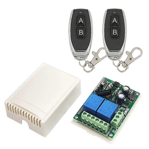 220V Ac 2 canaux Commutateur de télécommande sans fil, récepteur Rf Module de relais 433mhz avec émetteur marche / arrêt Porte de garage compatible, lumière, utilisation domestique-c