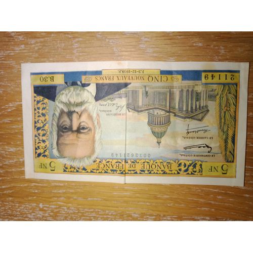 Billet 5 Francs Victor Hugo 1959