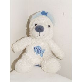 Ours Polaire Gipsy Blanc Bonnet Poisson 16 Cm
