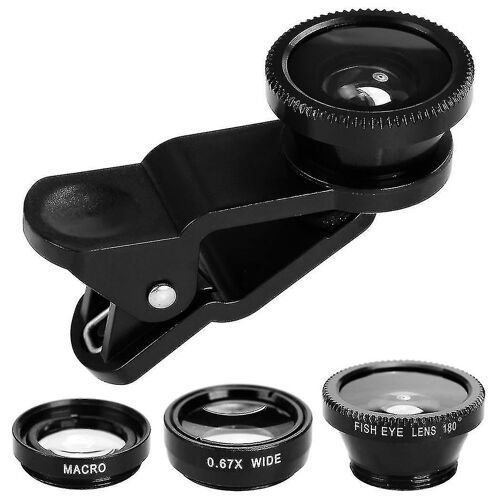 Universal Clip Lens 3 en 1 Fish Eye Grand Angle Camera Lens Kit Macro Lentes Pour Smart
