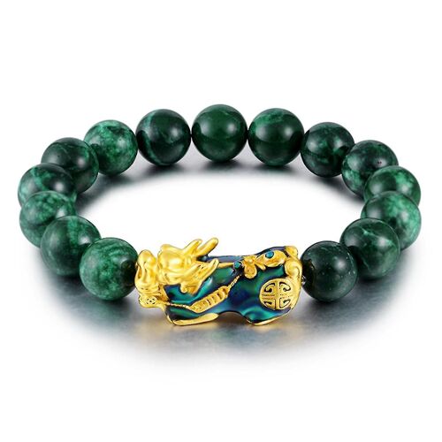 Bracelet Jade Vert Pierre Or Pixiu Charme Couleur Changeante Bracelet Pour Hommes-Yh