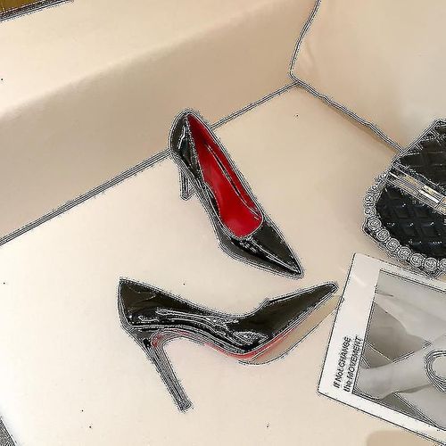 Femmes Escarpins De Semelle Rouge Nouveau Bas Sexy Bout Pointu Noir Mince Talons Hauts Chaussures 8cm 10cm 6cm Shallow Sexy Wedding Shoe