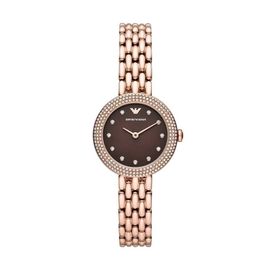 Emporio Armani Orologio Rosa 30mm Madreperla Marrone Quarzo Acciaio Finitura Pvd Oro Rosa Ar11418 - Default Title