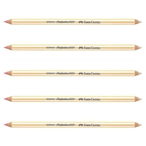 Faber-Castell Lot De 5 Crayons Gomme Perfection 7057 Double Pointe Doré