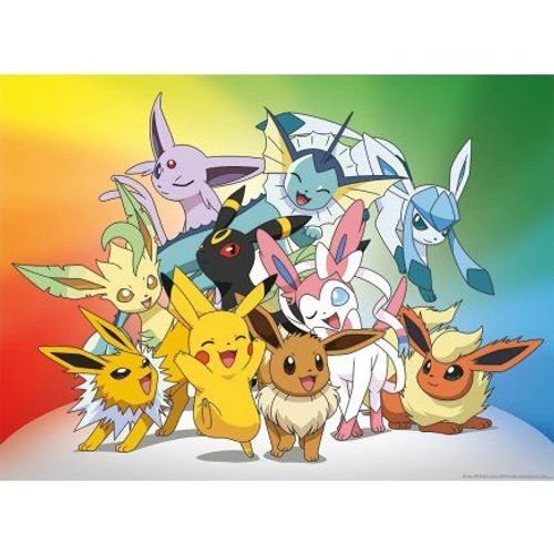 Puzzle 150 Pieces Pokemon Font La Fete : Pikachu Voltali Pyroli Mentali Et Noctali - Enfant Collection Dessin Animé