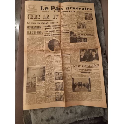 Le Parisien Libéré Du 23 Octobre 1945, Page 3 Consacrée Aux Résultats Des Élections Constituantes Du 21 En France Afin D'élire Une Assemblée Législative.