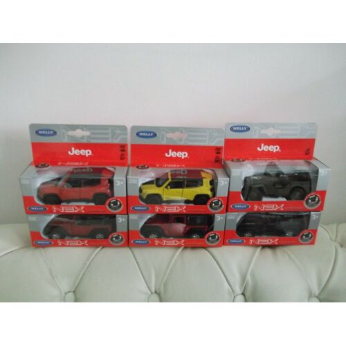 Jeep Renegade Trailhawk + Wrangler Rubicon + 1941 Willys Mb - Lot 6 Miniatures Voitures Welly