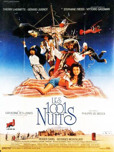 Les 1001 Nuits - Les Mille Et Une Nuits - Véritable Affiche De Cinéma Pliée - Format 40x60 Cm - De Philippe De Broca Avec Thierry Lhermitte, Gérard Jugnot, Catherine Zeta-Jones - 1990
