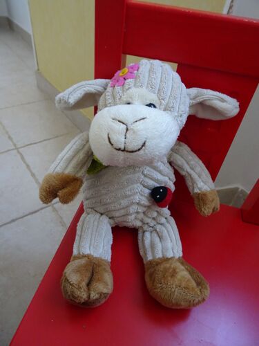 Doudou Mouton Écru Fleur Coccinelle 