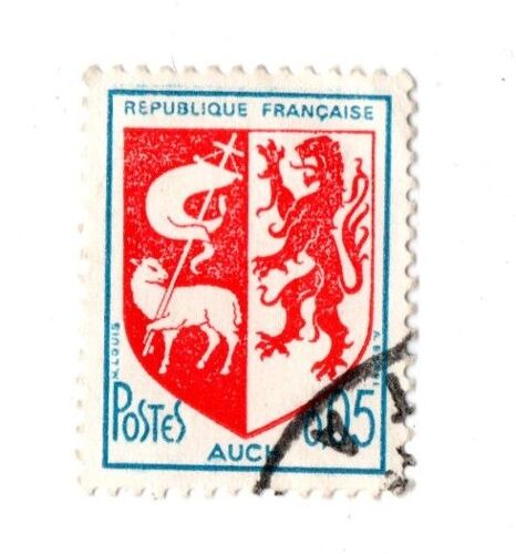 Timbre N°1468 Y&t 5c Bleu Et Rouge Armoiries De Villes Auch 5c