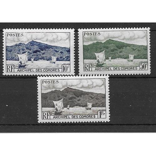Timbres Des Comores De 1950,N°1 À 3.Baie D'anjouan.