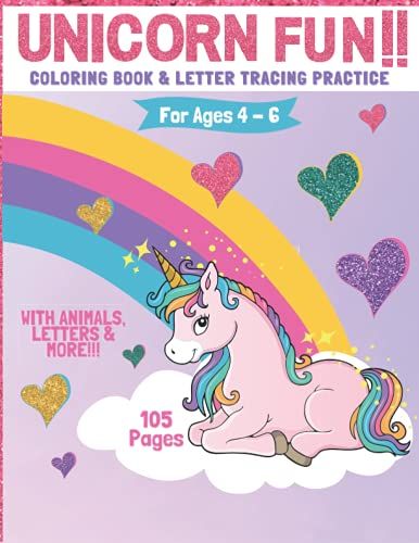 Unicorn Fun!!: Coloring Book & Letter Tracing Practice