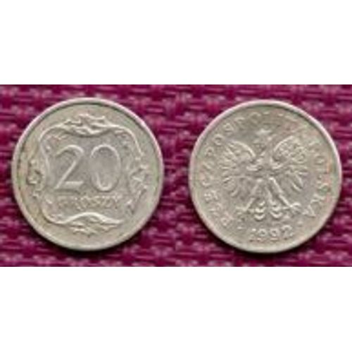 Pièce De 20 Grosz De La Pologne, Année 1992, En Nickel