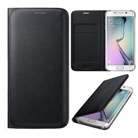 Bpfy® - Top Qualite - Etui De Protection Cuir Noir - Pour Samsung Galaxy S6 Edge - Rangement Pour Carte