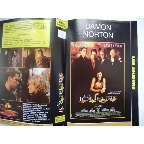 Jaquette Du Film.Les Joueurs(1998).Réalisation.John Dahl Avec Matt Damon,Edward Norton,John Turturro,Famke Janssen