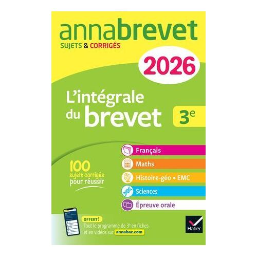 Annales Du Brevet 2026 - Annabrevet L'intégrale Du Nouveau Brevet 3e (Tout-En-Un)