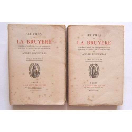 La Bruyere. ?uvres. 1929. 2 Volumes. Numéroté Sur Vergé