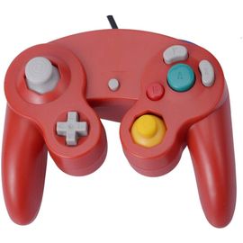 Rouge - Manette De Jeu Filaire, Avec Vibration, Compatible Avec Nintendo Wii Gc Classic